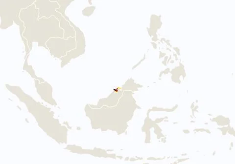 Asia with highlighted Brunei map. Stock Illustration