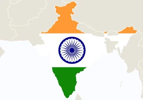 Asia with highlighted India map. Stock Illustration