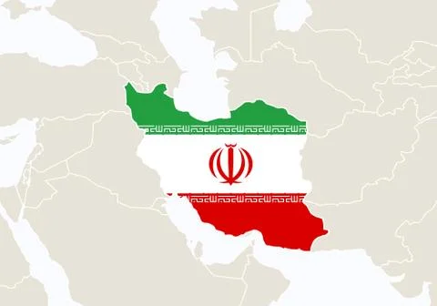 Asia with highlighted Iran map. Stock Illustration