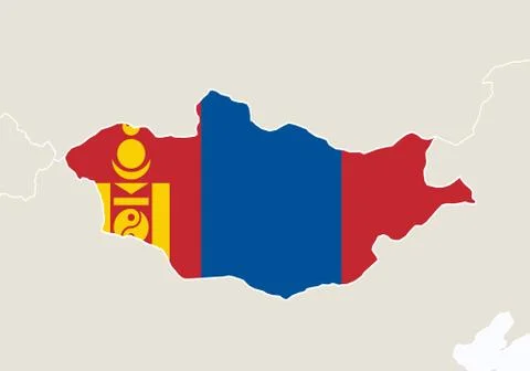 Asia with highlighted Mongolia map. Stock Illustration