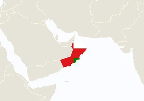 Asia with highlighted Oman map. Stock Illustration