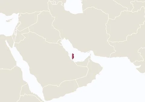 Asia with highlighted Qatar map. Stock Illustration