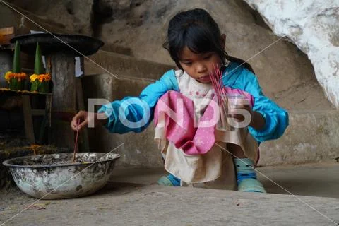 Asia Laos Luang Prabang Places of Worship Pak Ou Caves Stock Photos