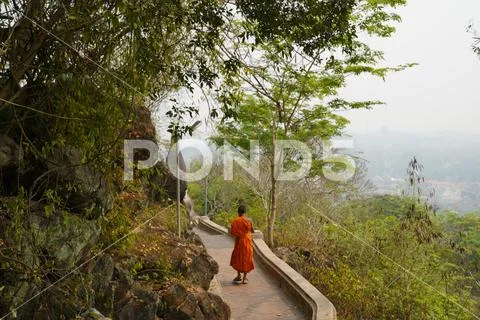Asia Laos Luang Prabang Places of Worship Mt Phou Si and That Chomsi Stock Photos