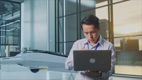 Asia Male Worker Is Feeling Failed With Drone Project Stock Footage 277705419
