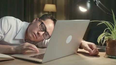 Asia Man Bored While Working From Home At Living Room At Night Stock Footage 154917745