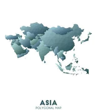 Asia Map. actual low poly style continent map. Cute vector illustration. 스톡 일러스트