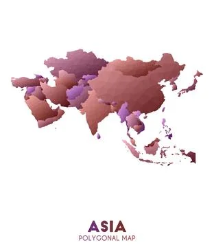 Asia Map. actual low poly style continent map. Dramatic vector illustration. Stock Illustration