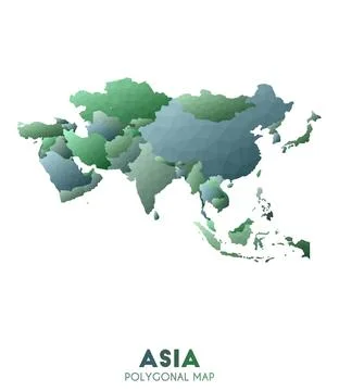 Asia Map. actual low poly style continent map. Emotional vector illustration. 스톡 일러스트