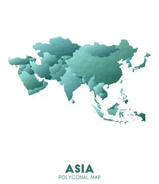 Asia Map. actual low poly style continent map. Fair vector illustration. Illustrazione stock