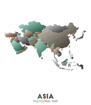 Asia Map. actual low poly style continent map. Ecstatic vector illustration. Stock Illustration