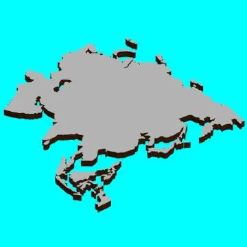 Asia map card 3D Vector illustration Stock Illustration