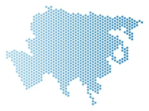 Asia Map Hex-Tile Mosaic Stock Illustration