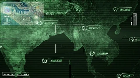 Asia   Map   High Tech   Scanning   green Video stock 71699023