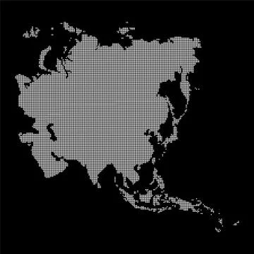 Asia map made from halftone dot pattern Illustrazione stock