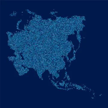 Asia map made from halftone dot pattern Stock Illustration