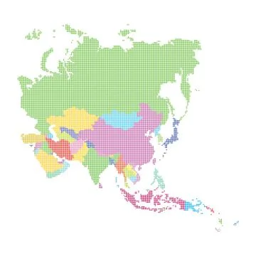 Asia map made from halftone dot pattern 스톡 일러스트