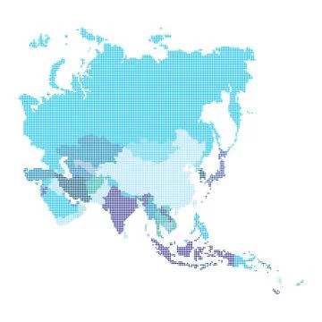 Asia map made from halftone dot pattern 스톡 일러스트