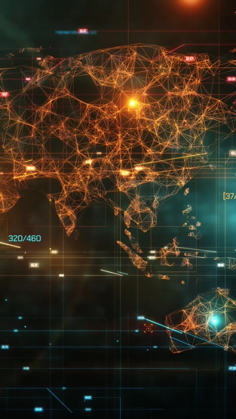 Asia map showing interconnected network with data analysis Stock Footage 316969318