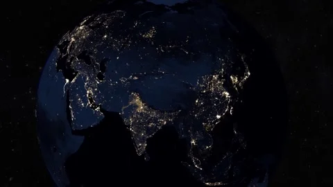 Asia at Night From Space Stock Footage 339017776