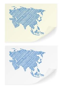 Asia scribble map Stock Illustration