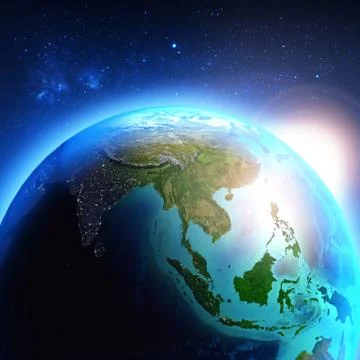 Asia seen from space Stock Illustration