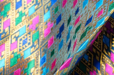Asia silk fabric pattern background Stock Photos