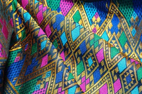 Asia silk fabric pattern background Stock Photos