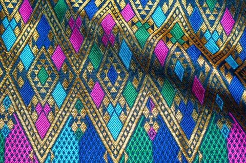 Asia silk fabric pattern background Stock Photos