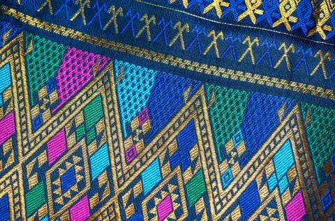 Asia silk fabric pattern background Stock Photos