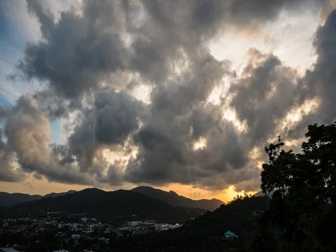 Asia Sunset Clouds Monsoon Time Lapse Video stock 74767770