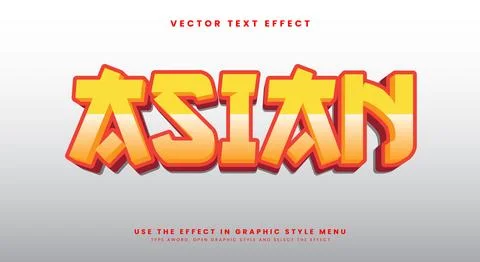 Asian 3d editable text effect Template Stock Illustration