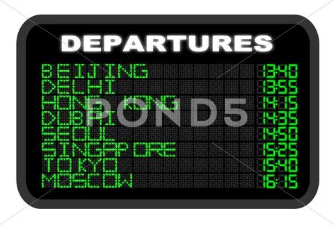 Asian airport departure board Stock Illustration
