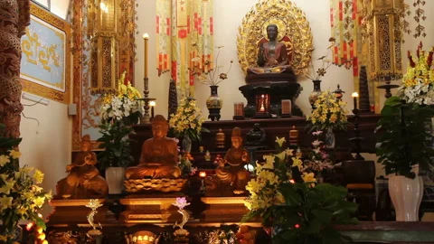 Asian altar buddha Stock Footage 105104516