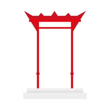 Asian arch structure red icon Stock Illustration