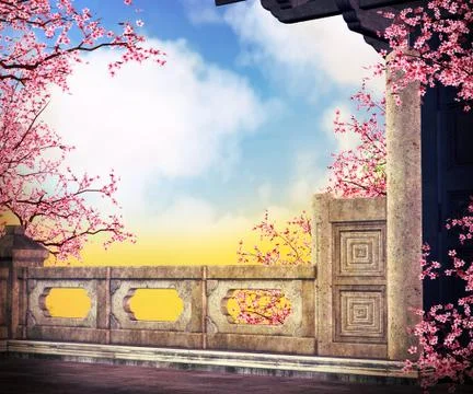 Asian backdrop Stock Illustration