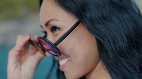 Asian beautiful girl smiling Stock Footage 61392053