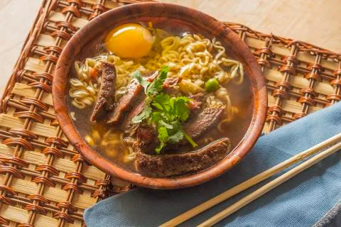 Asian Beef Ramen Stock Photos