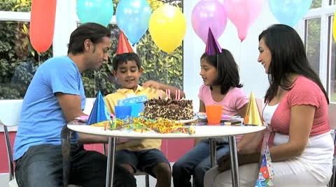 Asian Birthday Boy Receiving Birthday Gift Stock Footage