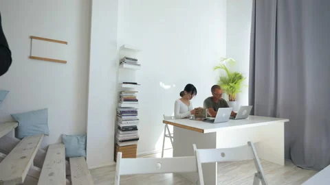 Asian blond man comes to continue online communication Stock Footage 204597090