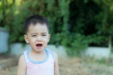 Asian boy is crying Stock Photos