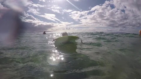 Asian Boy Floating In The Water With A Boogie Board Vidéo 83520004