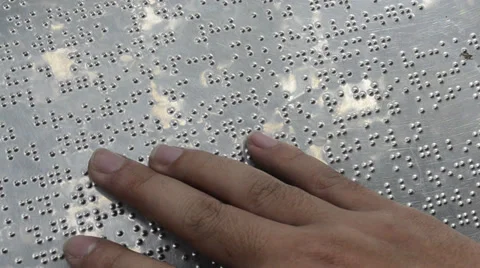 Asian boy hand read braille Video stock 30554400