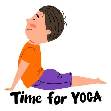 An Asian boy is lying in a snake pose. The child is engaged in sports. Stock Illustration