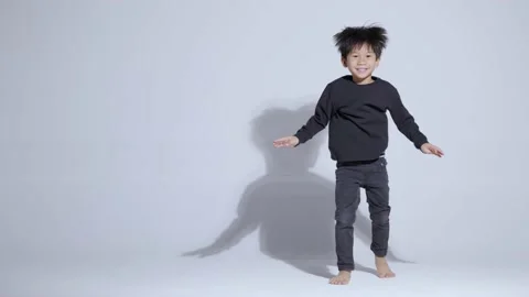 Asian boy practice dancing on the white screen. Stock Footage 156603011