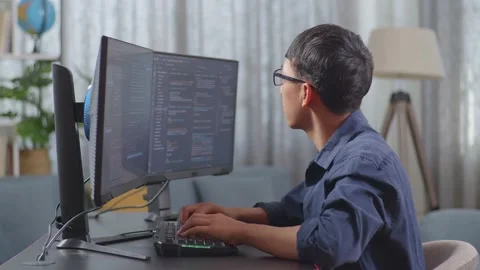 Asian Boy Programmer Creating Innovative Software Engineer Developing Видео 233461731