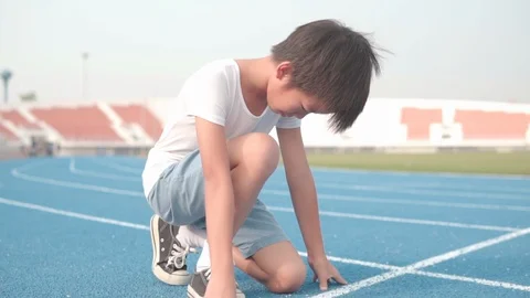 Asian boy running during summer time Stock Footage 107498741
