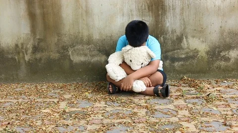 Asian boy sad alone Stock-Footage 90960587