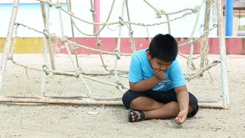 Asian boy sad alone Stock Footage 91005551