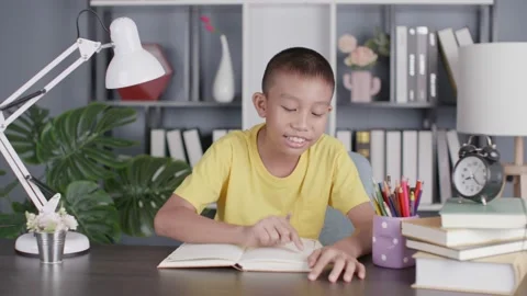 Asian boy teaching homework and explain homework in the home. Stock-Footage 157947758